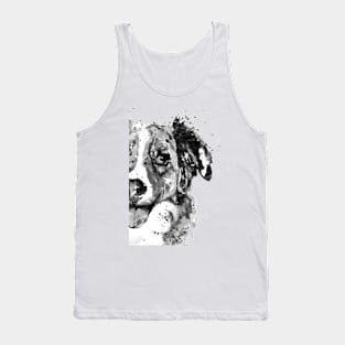 Black and White Half Faced Border Collie Tank Top